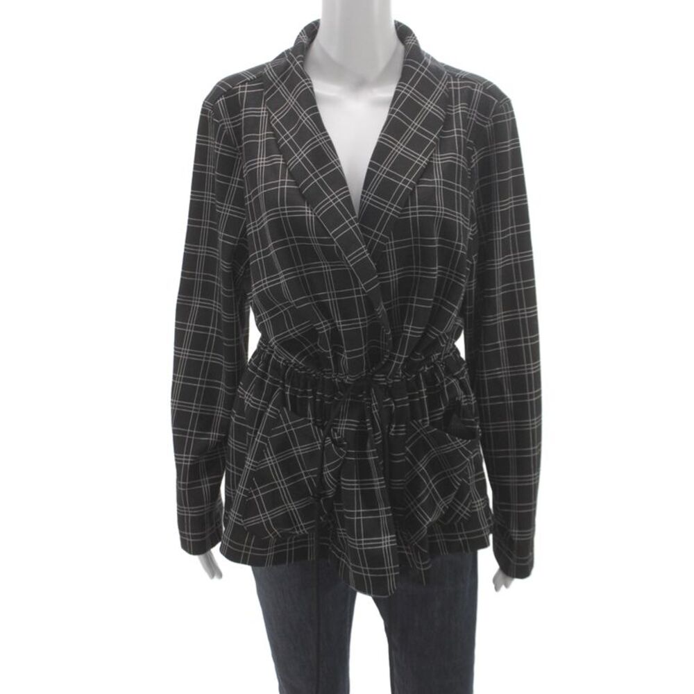 Liverpool Los Angeles Women Black Plaid Kimono Blazer Size XL